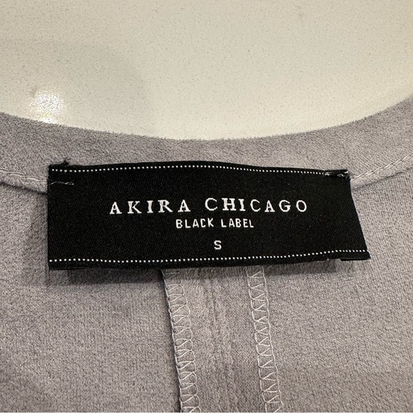 Akira Chicago Black Label Gray Faux Suede Boho Pullover Shift Dress Mini Size S - Picture 5 of 11